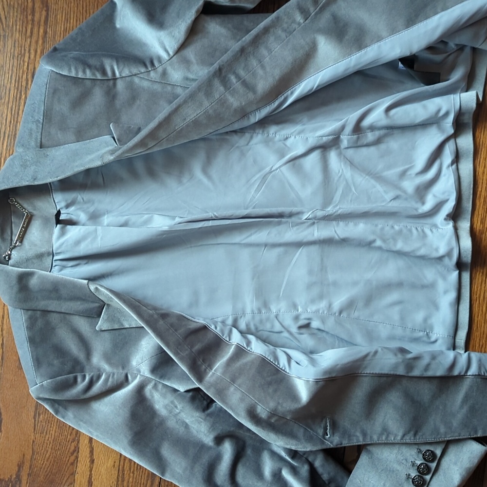 White House Black Market Gray Velvet Blazer - Picture 7 of 7